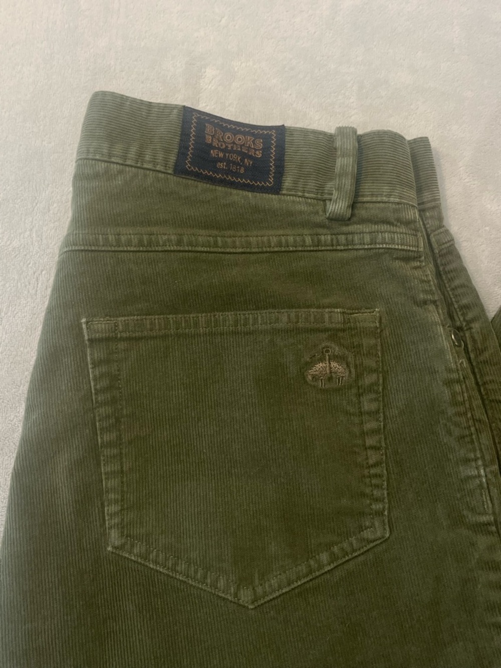 Brooks Brothers Slim Fit Corduroy Cotton Pants Men's 32x32 Olive Green - Picture 3 of 10